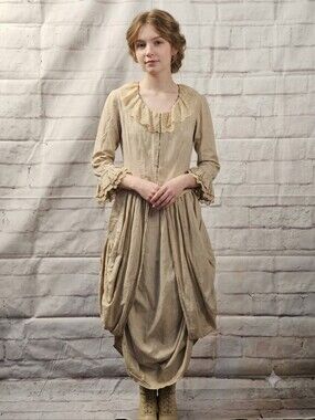 Candela NYC 2004 Vintage-Inspired Lace Collar Cream 100% Cotton Open BottomDress